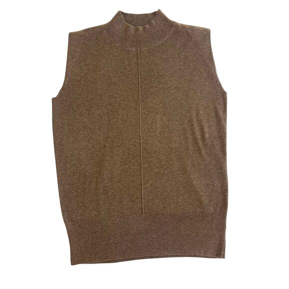 Arach & Cloz Mock Neck Sleeveless Sweater Vest Brown Size S Retail $95 - Picture 1 of 7